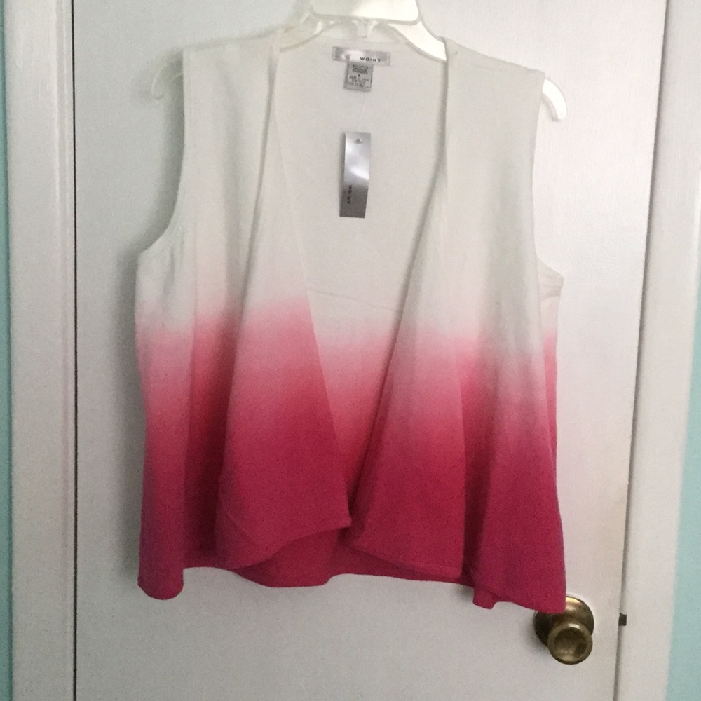 WD.NY - Ombré Open Front Sleeveless Pink Sweater - Picture 1 of 7